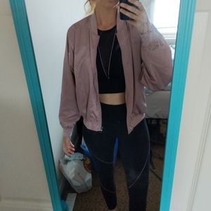 Dusty Pink Rose Gold Fabletics Bomber Jacket